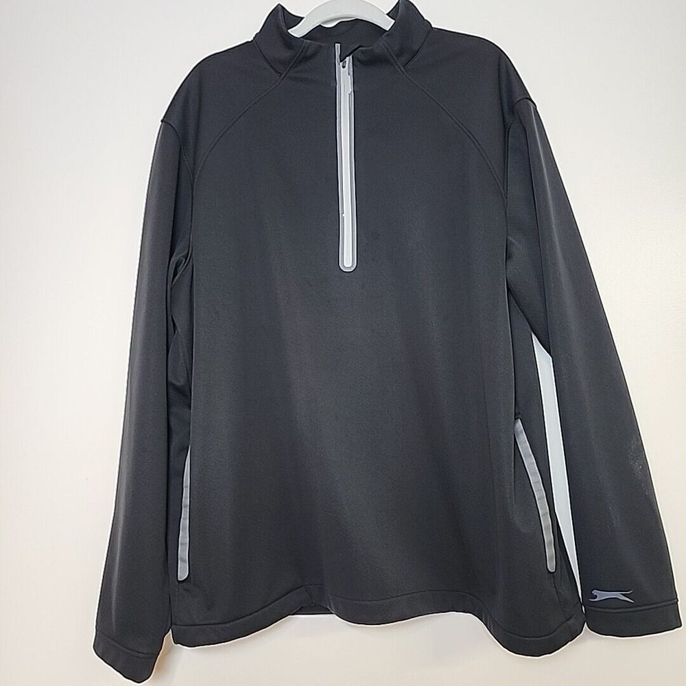 Slazenger Golf Performance Sweater Men's 2XL Black Long Sleeve Polyester 1/4 Zip
